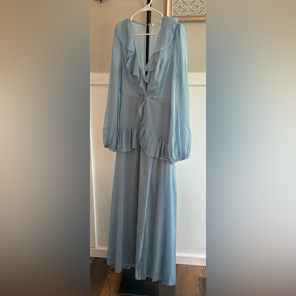 💎 Faeriesty Light Blue Ruffle Maxi Dress – Size XL - Picture 2 of 5